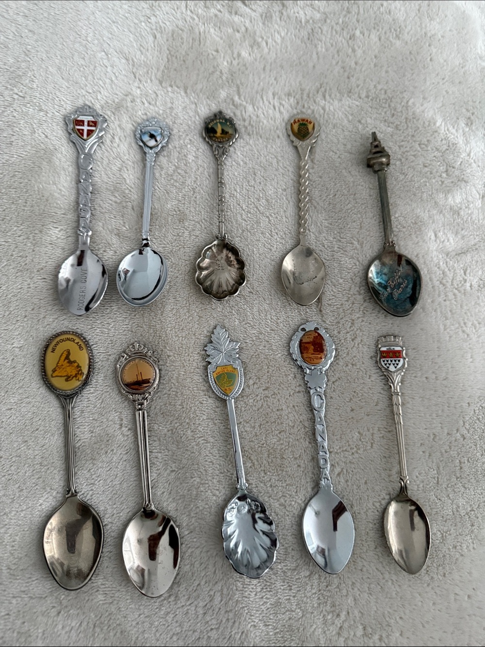 Set of 10 Vintage Canadian, American & European Spoons | Collectible Spoons